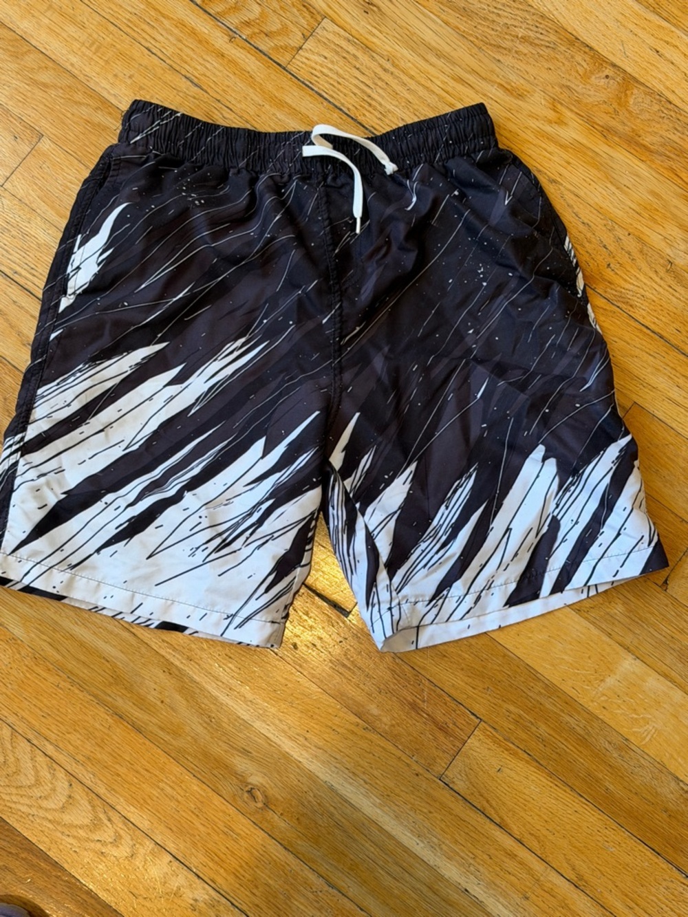 Kids Black & White Graphic Swim Shorts